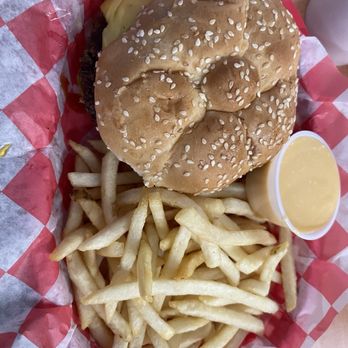 KC Burger Joint - Cheeseburger with fries and nacho cheese the KC Deal Cheeseburger - Burgers Near Me - Northmoor, Missouri