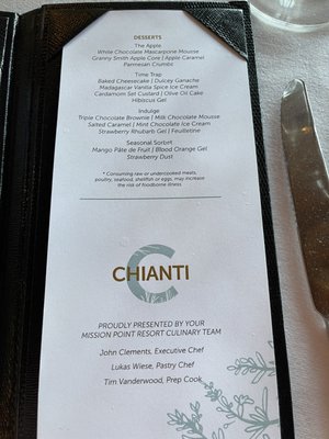 Menu photo 2 Chianti Mackinac Island, MI