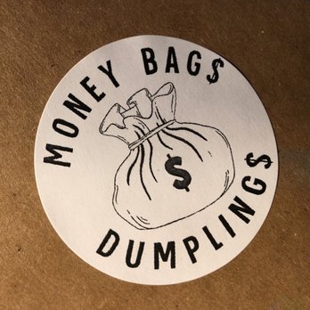 Moneybags Dumplings - Logo Sticker on the Box - Dim Sum Near Me - Buffalo, New York