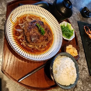 Twenty Five Sushi House - Beef hamburger set - Japanese Near Me - Katy, Texas Twenty Five Sushi House - Beef hamburger set - Japanese Near Me - Katy, Texas