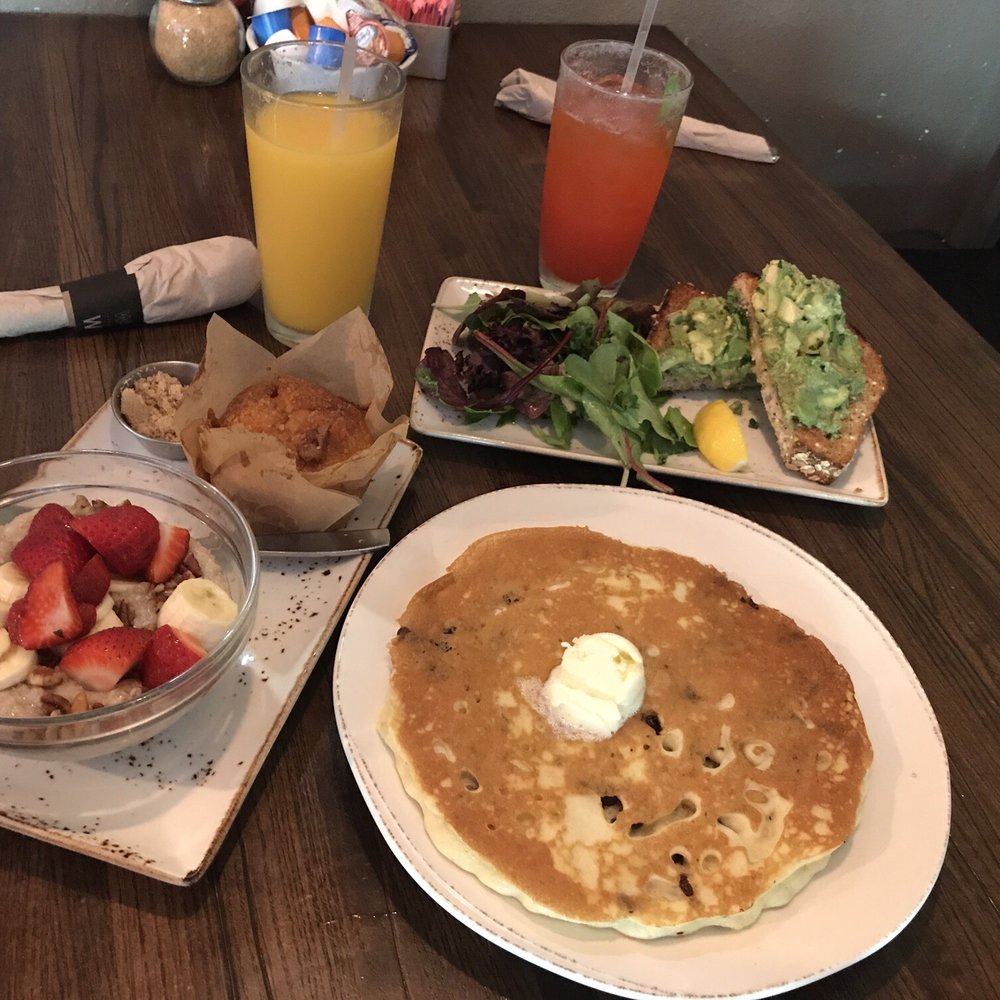 First Watch - Oatmeal, avocado toast, and chocolate chip pancake (large serving) - Breakfast & Brunch Near Me - Phoenix, Arizona