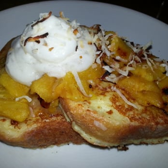 Tilia - oconut Brioche French Toast - Charred pineapple, coconut milk whip and maple beurre fondu - New American Near Me - Minneapolis, Minnesota Tilia - oconut Brioche French Toast - Charred pineapple, coconut milk whip and maple beurre fondu - New American Near Me - Minneapolis, Minnesota