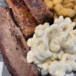B-Ray's Smokehouse - This was the 2 meat combo. Pork ribs, brisket, okra, and mac-n-cheese.