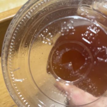 Veggie Grill by Next Level - Another angle of the plastic on top has gone into the drink. - Vegan Near Me - Pasadena, California Veggie Grill by Next Level - Another angle of the plastic on top has gone into the drink. - Vegan Near Me - Pasadena, California