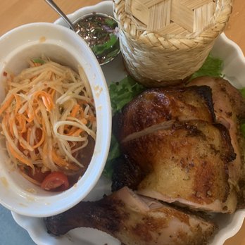 Supreme Thai Bistro - Thai chicken with som tum and sticky rice. - Thai Near Me - Chantilly, Virginia