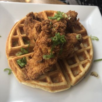 Hobnob - Chicken and waffles (peppered honey and syrup on the side) - Sandwiches Near Me - Richmond, Virginia