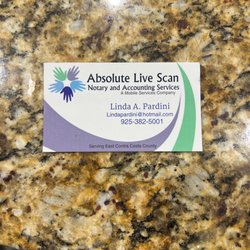 Absolute Live Scan and Notary Services - Linda's business card