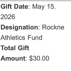 Notre Dame Alumni Stadium - I designated my donation to athletics. 05/18/26