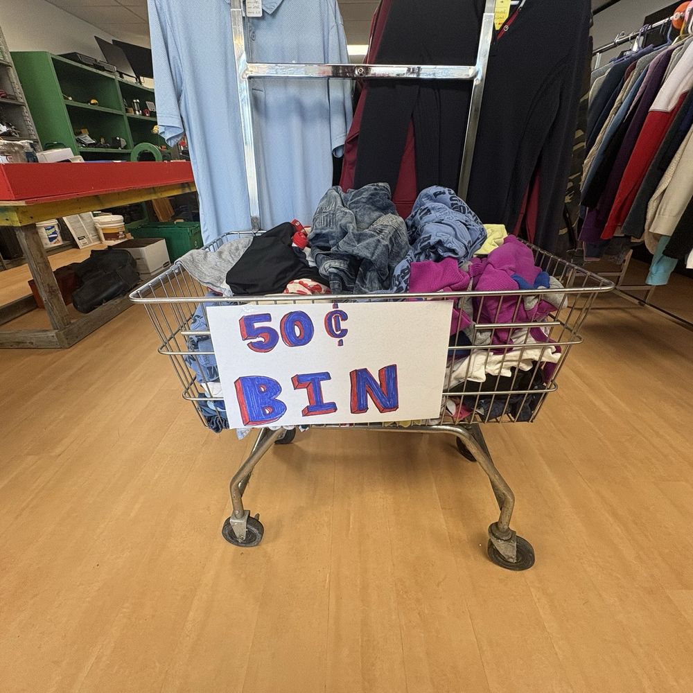 Thrifty Bargains - A bin of clothes with "character". They do not throw out items unless they absolutely have to. - Thrift Stores Near Me - Columbus, Ohio Thrifty Bargains - A bin of clothes with "character". They do not throw out items unless they absolutely have to. - Thrift Stores Near Me - Columbus, Ohio