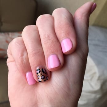 Mimi's Nails - Design by Nicole :) pink with gold accent nail with leopard design! - Nail Salons Near Me - Santee, California