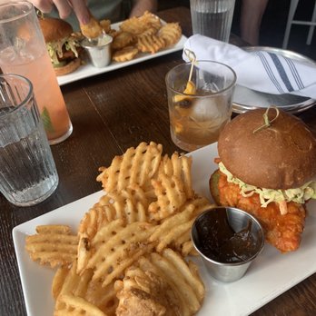 Atlas Tavern - Build your own chicken sandwich, waffle fries, black garlic aioli, barrel aged cocktail - Pubs Near Me - Columbus, Ohio Atlas Tavern - Build your own chicken sandwich, waffle fries, black garlic aioli, barrel aged cocktail - Pubs Near Me - Columbus, Ohio