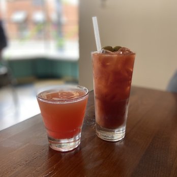 HangOverEasy - Mimosa with cranberry, pineapple and orange juice. And a Bloody Mary. - Breakfast & Brunch Near Me - Columbus, Ohio HangOverEasy - Mimosa with cranberry, pineapple and orange juice. And a Bloody Mary. - Breakfast & Brunch Near Me - Columbus, Ohio