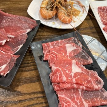 Kungfu Hotpot - Prime rib slices and prawns. - Hot Pot Near Me - Philadelphia, Pennsylvania