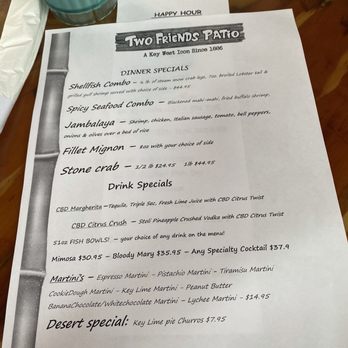 Two Friends Patio - Happy hour specials menu are terrific - Seafood Near Me - Key West, Florida Two Friends Patio - Happy hour specials menu are terrific - Seafood Near Me - Key West, Florida