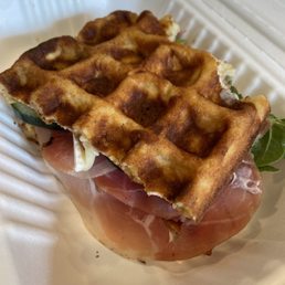 Prosciutto and arugula waffle Prosciutto and arugula waffle