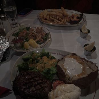 Clearman's Steak 'N Stein - Rib Eye, Lobster, bake potato, broccoli w/ cheese & Filet Mignon w/ fries & a side of Fried Calamari - Steakhouses Near Me - Pico Rivera, California Clearman's Steak 'N Stein - Rib Eye, Lobster, bake potato, broccoli w/ cheese & Filet Mignon w/ fries & a side of Fried Calamari - Steakhouses Near Me - Pico Rivera, California