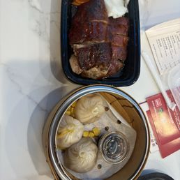 Roast duck quarter and Shanghai Juice Pork and Crabmeat Dumplings