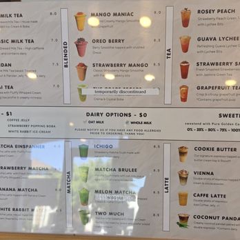 Boba Unit Cafe - Menu 7/22/26. - Bubble Tea Near Me - Roseville, California