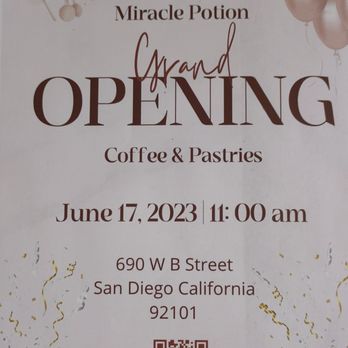 Miracle Potion - Grand Opening flyer - Coffee & Tea Near Me - San Diego, California
