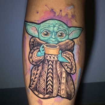 1 Point Tattoo - Baby yoda drinking his bone broth - Tattoo Near Me - Kailua, Hawaii