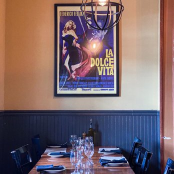 Antonio's Trattoria - a dining room with a large poster on the wall - Italian Near Me - Bronx, New York