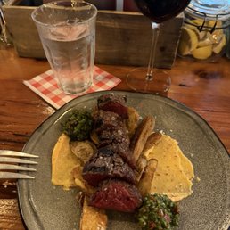 Hangar steak and a nice cab sav. Really tasty Hangar steak and a nice cab sav. Really tasty