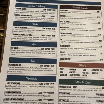 Loggerhead Distillery - Menu - Distilleries Near Me - Sanford, Florida