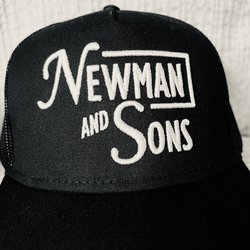C & R Hats and Custom Shirts - Black Trucker Hat with White Embroidery