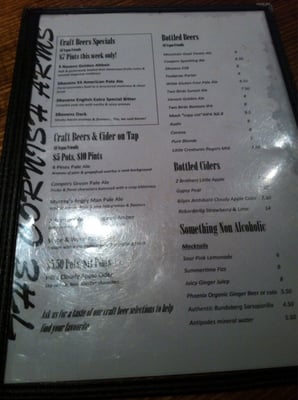 Menu photo 1 The Cornish Arms Brunswick, VIC Menu photo 1 The Cornish Arms Brunswick, VIC