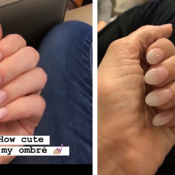 Beyond Nail Spa - Left is the IG example pic and right is their work. Pretty darn spot on! I requested the ombré Dip with almond shape. - Nail Salons Near Me - Madison, Alabama