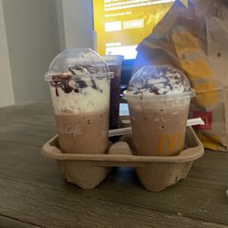 McDonald's - Large on the left and medium on the right.  Mocha Frapp