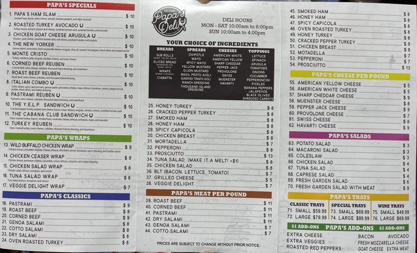 Menu photo 5 Papa's Deli Santa Clarita, CA Menu photo 5 Papa's Deli Santa Clarita, CA