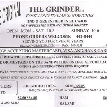 The Grinder - First Half Of Menu - Delis Near Me - El Cajon, California The Grinder - First Half Of Menu - Delis Near Me - El Cajon, California