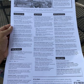 First Watch - Menu...which was disposed of after we ordered, for safety. - Cafes Near Me - Columbus, Georgia First Watch - Menu...which was disposed of after we ordered, for safety. - Cafes Near Me - Columbus, Georgia