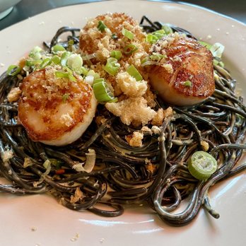 Bayan Ko - Squid Ink Palabok with scallops - Cuban Near Me - Chicago, Illinois Bayan Ko - Squid Ink Palabok with scallops - Cuban Near Me - Chicago, Illinois