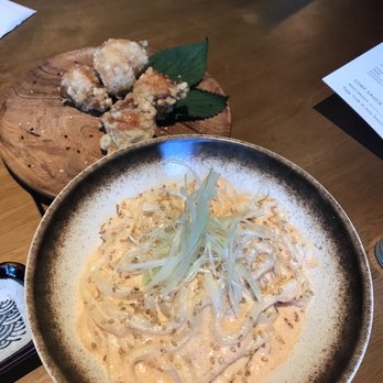 Shinya Shokudo - Creamy udon - half eaten karage in the back - Izakaya Near Me - Seattle, Washington