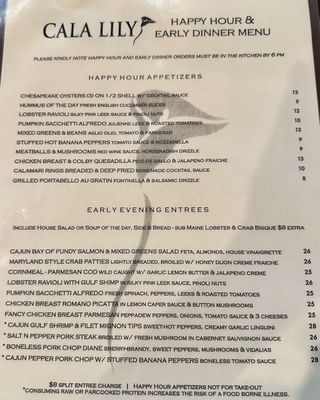 Menu photo 2 Cala Lily Restaurant And Bar Gibsonia, PA Menu photo 2 Cala Lily Restaurant And Bar Gibsonia, PA