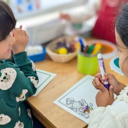 Interactive drawing and coloring, which is great for developing grip strength, personal creativity, and cooperative classroom behavior.
