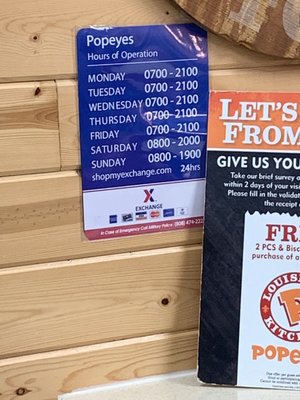 Menu photo 1 Popeyes Hickam AFB, HI