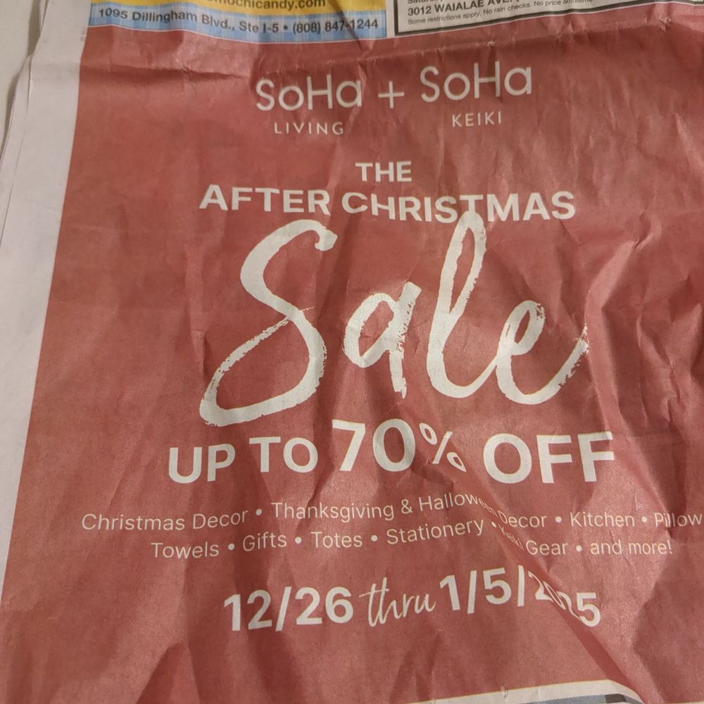 SoHa Living Kahala - False advertising! Nothing is 70% off on 12/26 or today 1/1/25 - Gift Shops Near Me - Honolulu, Hawaii SoHa Living Kahala - False advertising! Nothing is 70% off on 12/26 or today 1/1/25 - Gift Shops Near Me - Honolulu, Hawaii