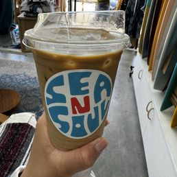 Iced vanilla latte with oat milk Iced vanilla latte with oat milk