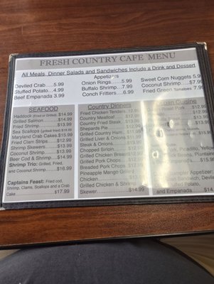 Menu photo 5 Fresh Country Cafe Zephyrhills, FL