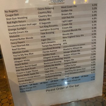 Ozona Brewing Company - Menu - Breweries Near Me - Palm Harbor, Florida Ozona Brewing Company - Menu - Breweries Near Me - Palm Harbor, Florida