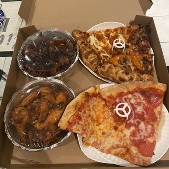 Sofia's Pizza - Pepperoni slice, cheese slice, chipotle slice, Buffalo chicken slice and bbq and Buffalo wings... - Pizza Near Me - South Ozone Park, New York
