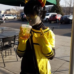 Starbucks - My niece with her green tea...