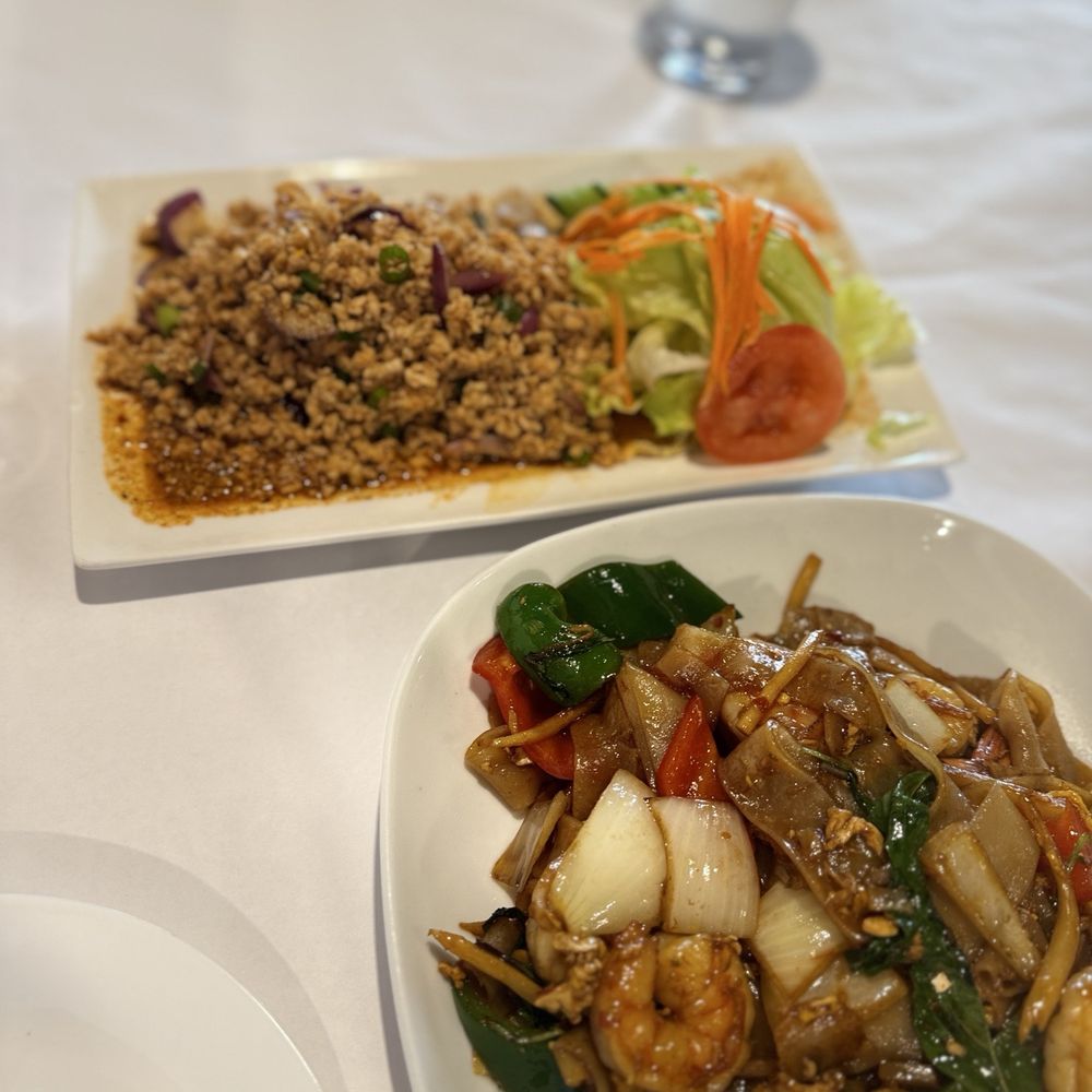 Larb Gal Salad &  Spicy Fried Noodle Lunch