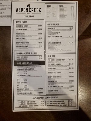 Menu photo 8 Aspen Creek Grill Tyler, TX
