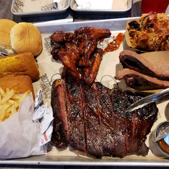 Hank Daddy's Barbecue - Platter for 2.. 1/2 pound Pulled Pork 1/2 pound brisket beef 1/2 rack ribs 1 pound wing (Nashville hot) cornbread and fries (+1) - Southern Near Me - Vaughan, Ontario