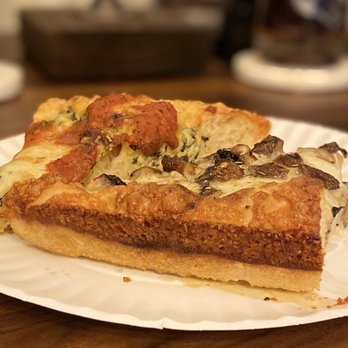 Five Squared Pizza - a slice of pizza on a paper plate - Pizza Near Me - Chicago, Illinois