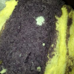 Gross! Found mold inside the pan de ube! Six in a bag and they were all like this!